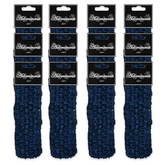 Pack of 12 Crochet Stretch Headbands Navy Blue {1}