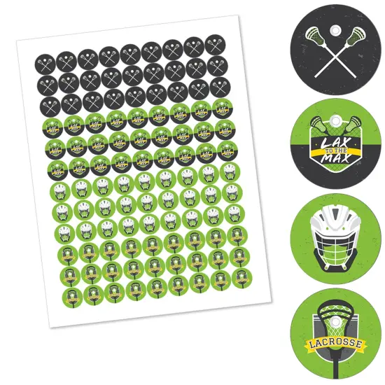 Big Dot of Happiness Lax to the Max Lacrosse Party Round Candy Sticker Favors Labels Fits Chocolate Candy (1 sheet of 108) {3}