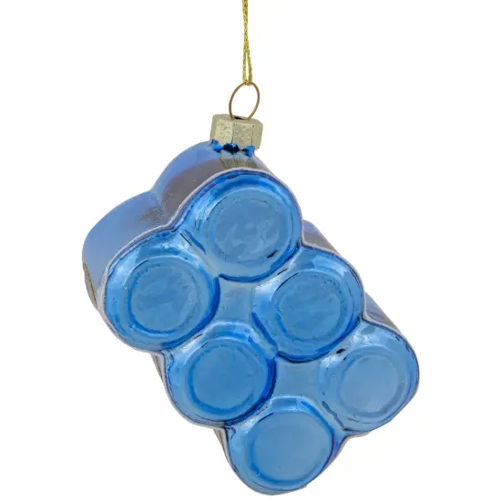 Northlight 3" Six Pack Canned Beer Glass Christmas Ornament Blue {4}
