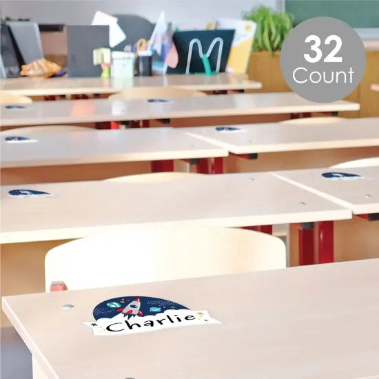 Big Dot of Happiness Outer Space Galaxy - DIY Blank Paper Desk or Locker Labels - Classroom Name Tags - Set of 32 {3}