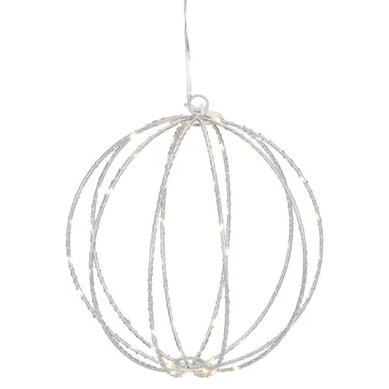 Northlight LED Lighted Hanging Ball Christmas Decoration - 8" - Silver - Warm White Lights {1}