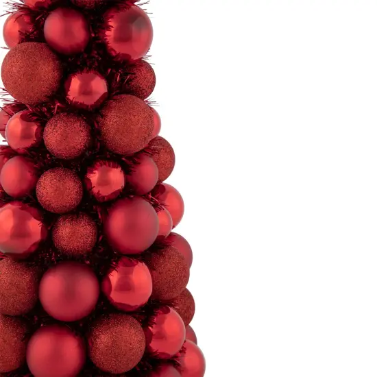 Northlight 3-Finish Shatterproof Ball Christmas Tree with Tinsel - 15.75" - Red {5}