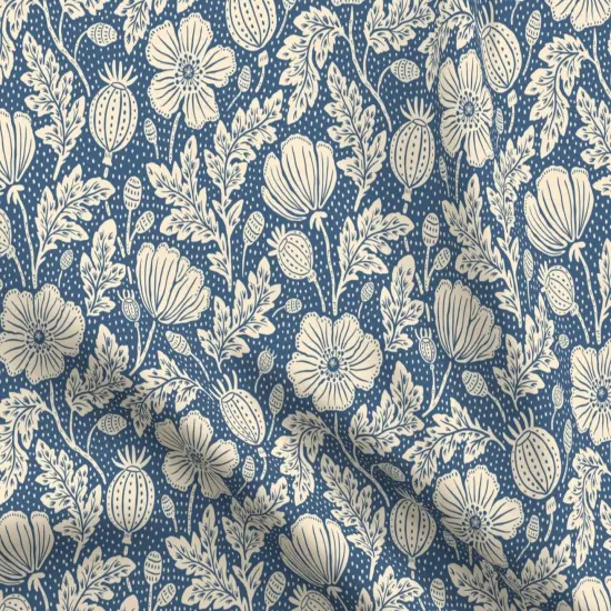 Various Fabrics by the Yard or Fat Quarter Vintage Floral Blue Botanical Garden Bloom Meadow Wildflower Custom Printed Fabric by Spoonflower {5}