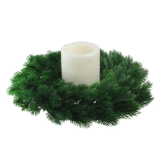 Northlight Real Touch&trade;️ Lush Pine Artificial Christmas Wreath - 16" - Unlit Green {3}