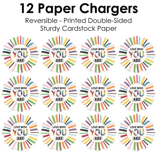 Big Dot of Happiness So Many Ways to Be Human - Pride Party Round Table Decorations - Paper Chargers - Place Setting For 12 {7}