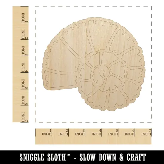 Spiral Ammonite Fossil Marine Mollusk Unfinished Wood Shape Piece Cutout for DIY Craft Projects {1}