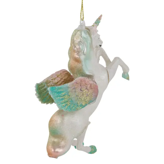 Northlight 5.25" White Unicorn Glass Christmas Ornament {6}