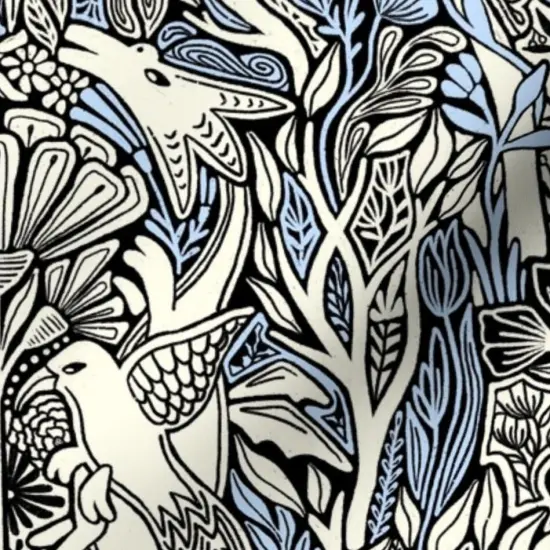 Various Fabrics by the Yard or Fat Quarter Dragon Literary Blue And White Fantasy Botanical Fairy Tale Custom Printed Fabric by Spoonflower {7}