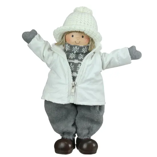 Northlight Joyful Standing Boy Christmas Figurine - 12" - White and Gray {1}