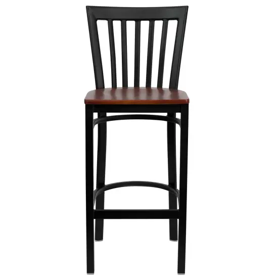 Emma and Oliver 2 Pack School House Back Metal Restaurant Barstool Cherry/BlackMetal {2}