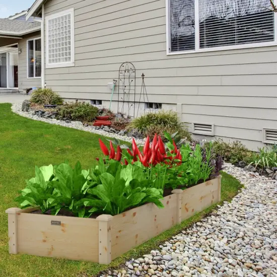 Wooden Raised Garden Bed Outdoor for Vegetables Flowers Fruit {6}