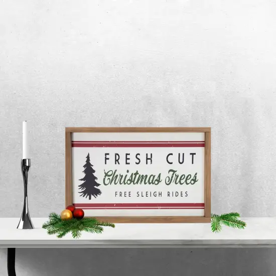 Northlight 18" Wooden Framed "Fresh Cut Christmas Trees" Wall Sign White {4}