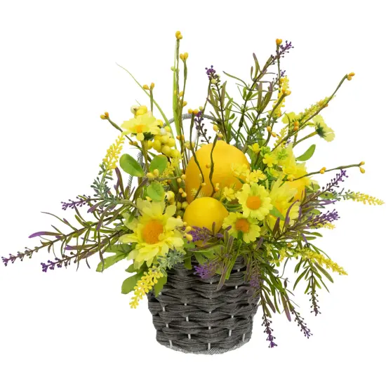 Northlight Lemon and Daisy Hanging Spring Wall Basket - 12"- Yellow {6}
