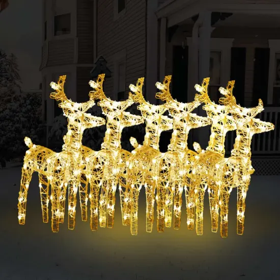 6 pcs Christmas Reindeers 240 LEDs Acrylic Warm white {1}