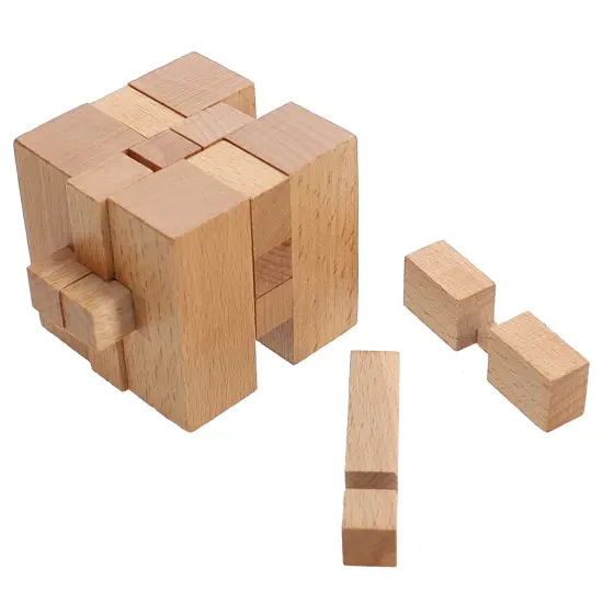 WE Games Solid Wood 3D Cube Puzzle {4}