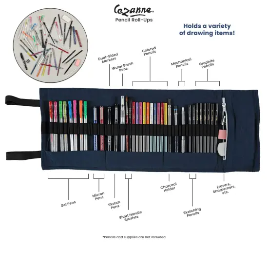 Cezanne Sets of Professional Colored Pencils with Canvas Roll-Up Case - Premium, High Pigment Colored Pencils, 3.3mm Diameter Lead and Storage Case with Zipper Pouch {4}