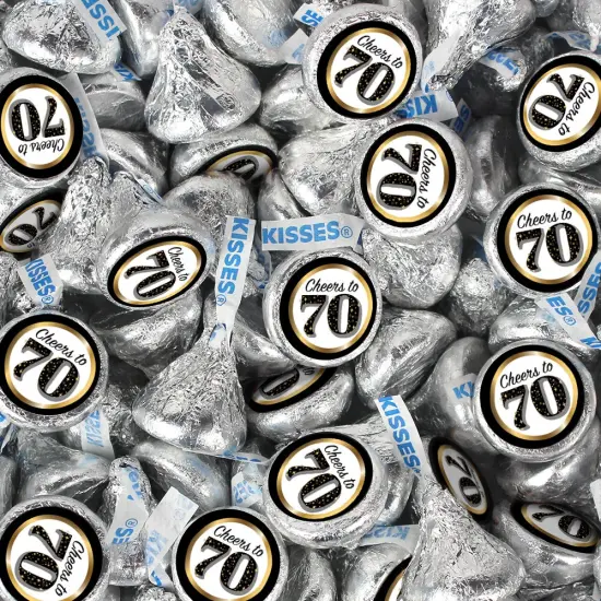 100 Pcs 70th Birthday Candy Hershey's Kisses Milk Chocolate (1 lb, Approx. 100Pcs)- By Just Candy {1}