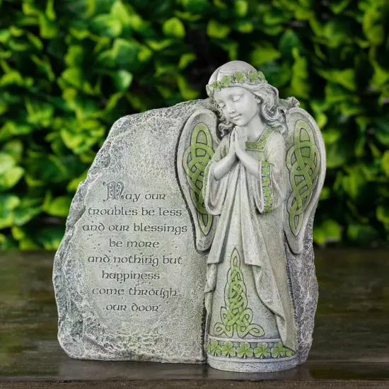 Roman 9.75" Gray Joseph's Studio Irish Blessing Angel Outdoor Patio Garden Statue {3}