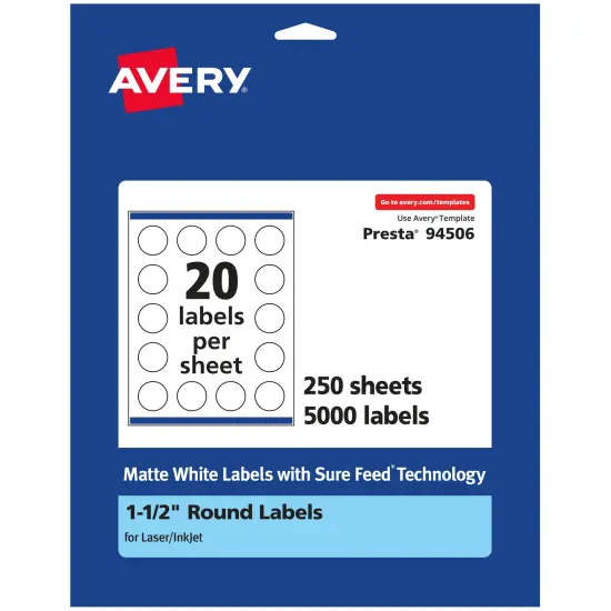 Avery Matte White Round Labels, 1.5" diameter {1}
