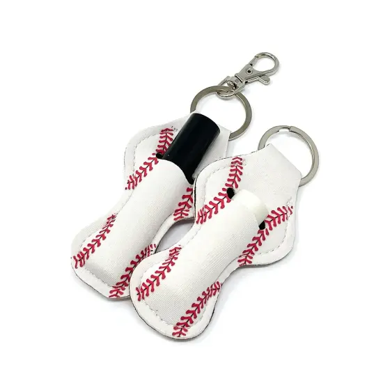 Wrapables 10 Pack Chapstick Holder Keychain with 10 Pieces Metal Clasps Baseball/Softball {2}