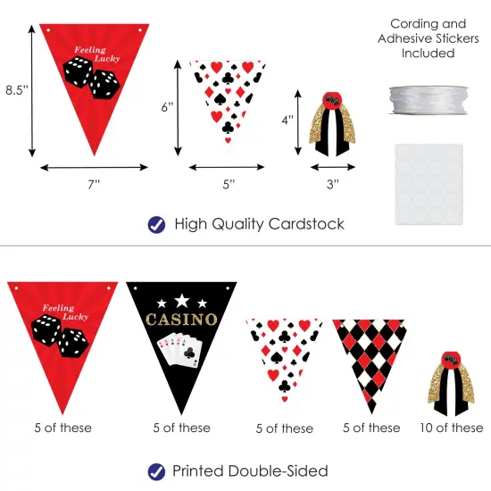 Big Dot of Happiness Las Vegas - DIY Casino Party Pennant Garland Decoration - Triangle Banner - 30 Pieces {4}