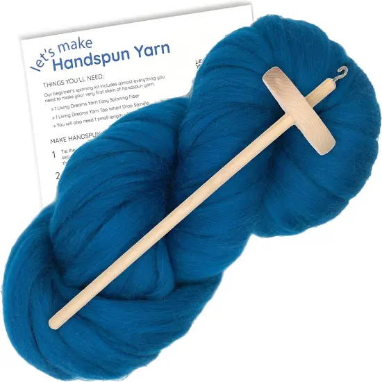 LEARN TO SPIN YARN - Beginner's Spinning Kit with Drop Spindle and Merino Pencil Roving. Choose your color. Petrol {1}