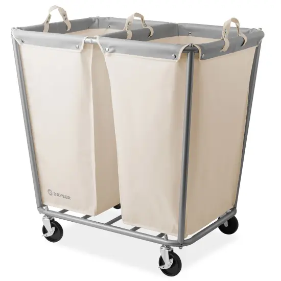 Dryser Commercial Heavy-Duty Rolling Laundry Hamper, Steel Frame Cart on Wheels with Removable Canvas Bin for Hotel or Home {1}