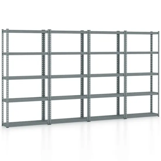 Costway 1/2/3/4 PCS 5-Tier Heavy Duty Storage Shelf Storage Utility Rack Shelf with Anti-tipping Device Grey {10}