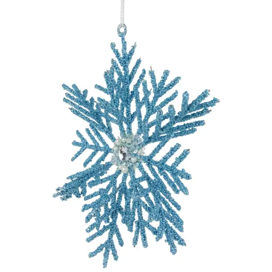 Northlight Glittered Snowflake Metal Christmas Ornament - 10" - Blue {7}