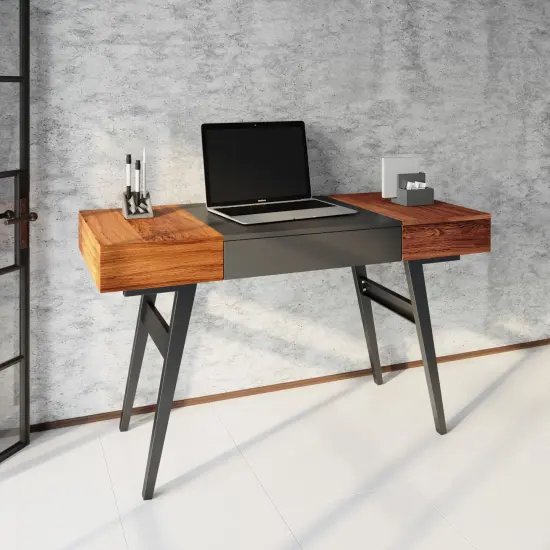Techni Office Solutions 51.25" Brown and Black Durable Rectangular Writing Desk {6}