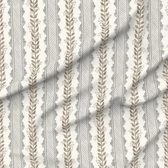 Various Fabrics by the Yard or Fat Quarter Boho Granny Chic Grey Beige Kitsch Floral Directional Lattice Stripes Large Scale Custom Printed Fabric by Spoonflower {6}
