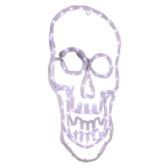 Northlight LED Lighted 4 Function Skull Halloween Window Decoration - 18" White {5}