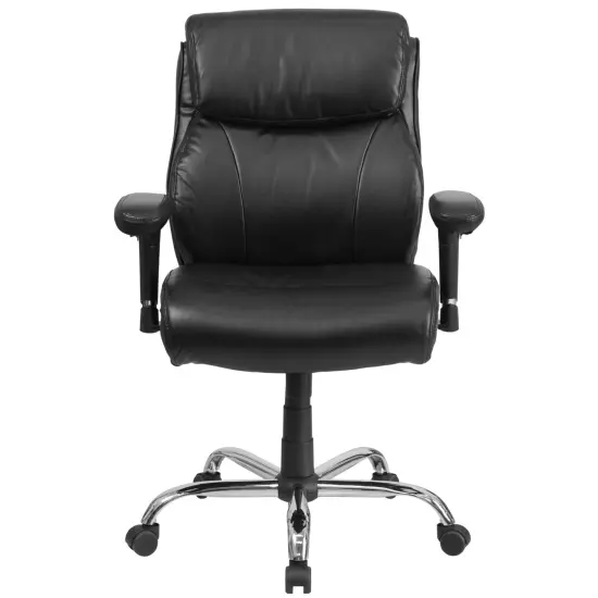 Emma and Oliver 400 lb. Big & Tall Mid-Back Swivel Clean Line Stitch Ergonomic Task Office Chair Black LeatherSoft {3}