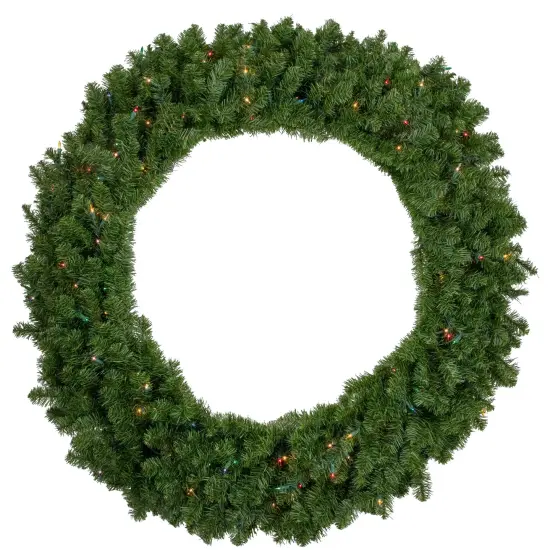 Northlight Pre-Lit Canadian Pine Artificial Christmas Wreath - 48" - Multicolor Lights Green {1}