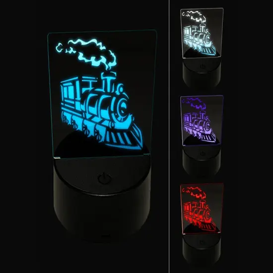 Train Steam Engine Locomotive Transportation Vehicle 3D Illusion LED Night Light Sign Nightstand Desk Lamp {1}