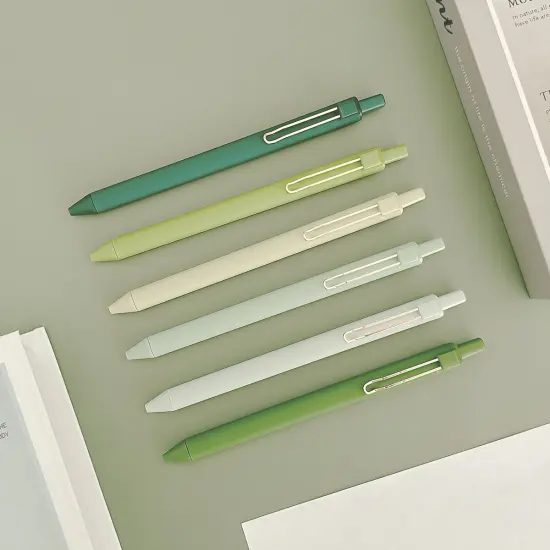 Wrapables Retractable Black Ink Gel Pens, 0.5mm Fine Point, Stationery Supplies for Home and Office (Set of 6) Green {2}