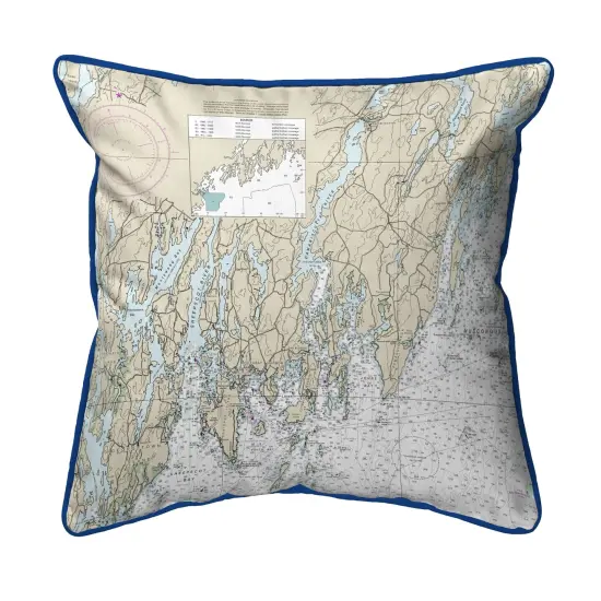 Southport - Pemaquid Map Pillow 18x18 &ndash; Large Corded Indoor/Outdoor {1}