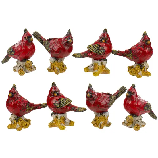 Northlight Cardinal Birds on a Stomp Christmas Figurines - 4.5" - Red - Set of 8 {1}