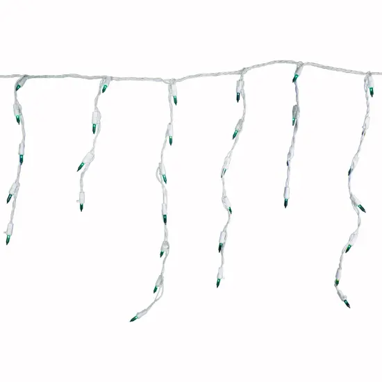Northlight Mini Incandescent Icicle Christmas Lights - Green - 3.5' White Wire - 100ct {5}