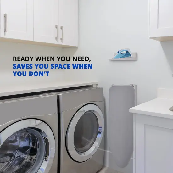 Ivation Foldable Ironing Board, Down Folding Wall-Mount with Shelf {5}