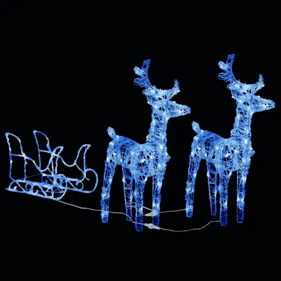 Reindeers & Sleigh Christmas Decoration 320 LEDs Acrylic Blue {3}