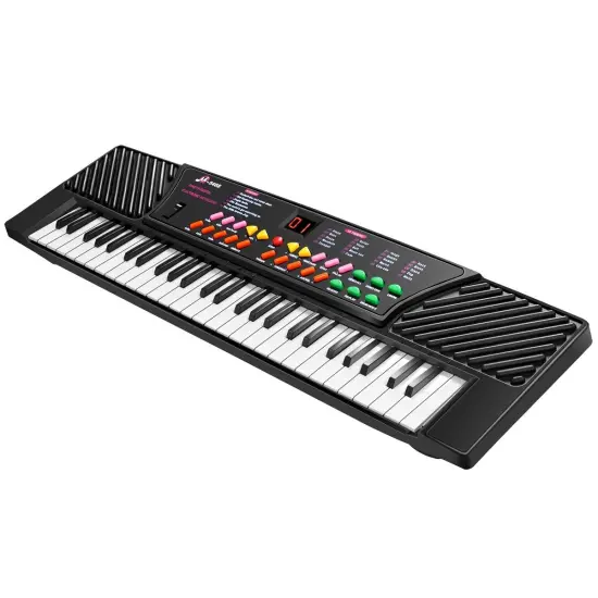 Black 54 Keys Kids Electronic Music Piano with Microphone and Headphone Jack {4}