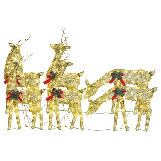 6 pcs Christmas Reindeers with White Mesh Gold {2}