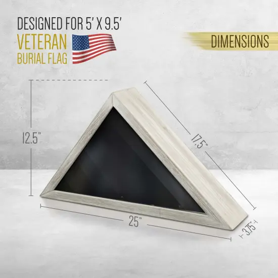 HBCY Creations Rustic Flag Case - SOLID WOOD Military Flag Display Case for 9.5 x 5 American Veteran Burial Flag, Wall Mounted Burial Flag Frame {4}