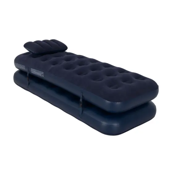 Pool Central 3 in 1 Inflatable Flocked Air Mattress with Pillows -75" - Navy Blue {3}