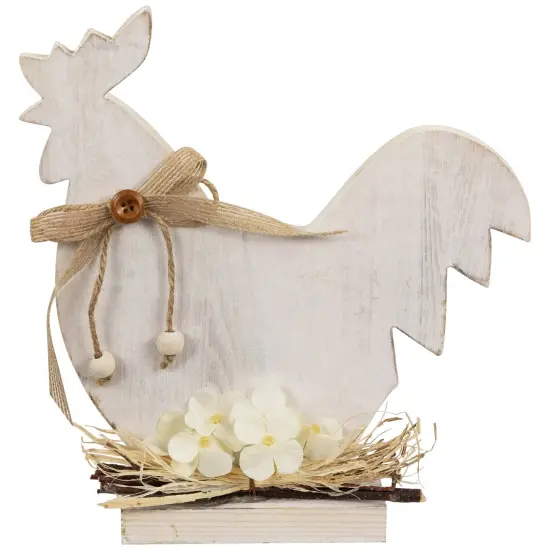 Northlight Distressed Rooster Silhouette Spring Decoration - 9.5" White {1}