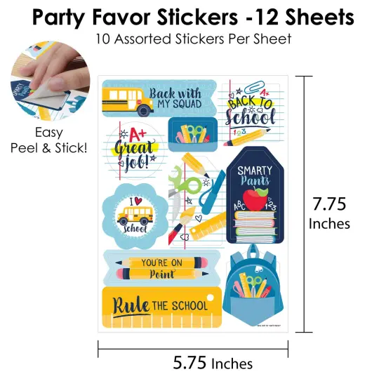 Big Dot of Happiness Back to School - First Day of School Classroom Party Favor Sticker Set - 12 Sheets - 120 Stickers {4}