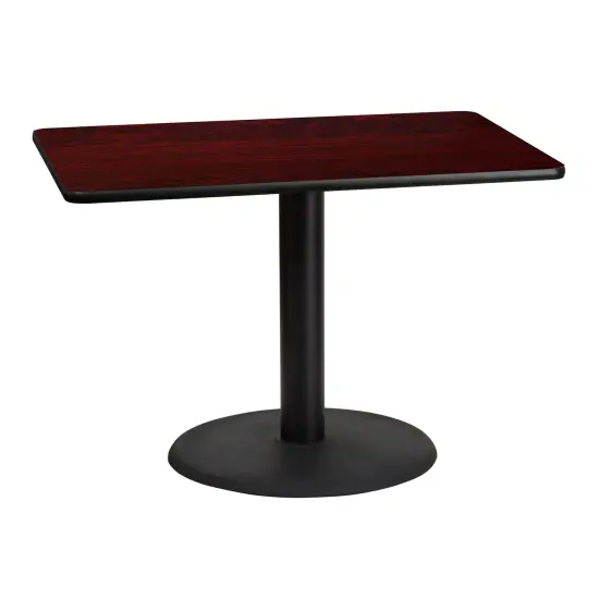 Emma and Oliver 30"x42" Rectangular Laminate Table with 24" Round Table Base Black {4}