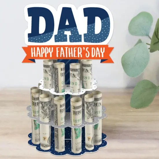 Big Dot of Happiness Happy Father's Day - DIY We Love Dad Party Money Holder Gift - Cash Cake {1}
