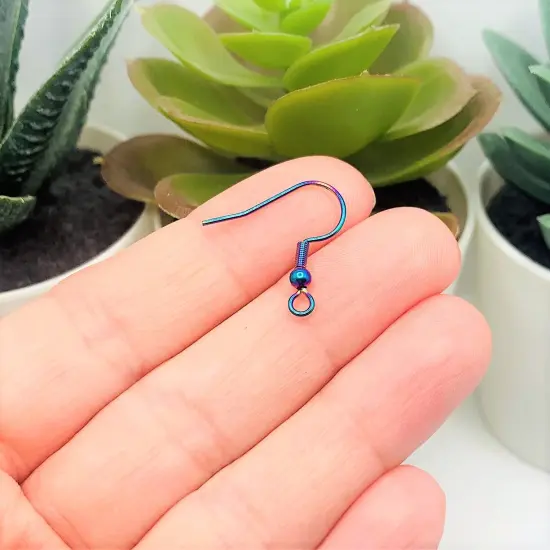 100 or 500 Pieces: 201 Stainless Steel Rainbow Fish Hook Earring Wires with Spring and Ball {3}